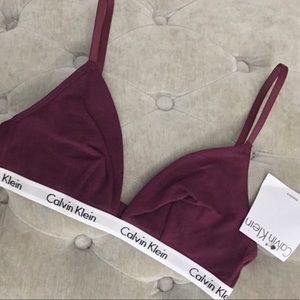 Calvin Klein Maroon Triangle Bra Thin Logo Band